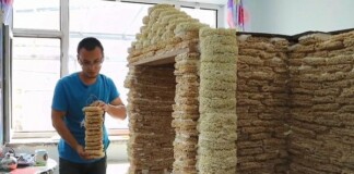 Áp dụng phong cách NTN, xây nhà bằng 2000 gói mỳ tôm, người đàn ông bị cộng đồng mạng chỉ trích dữ dội