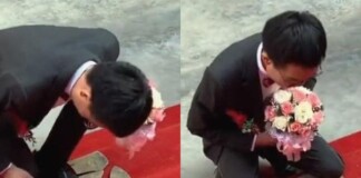 Chàng trai bị bắt quỳ gối cho bể gạch ngói mới được rước dâu, nhìn bộ dạng của chú rể dân mạng liền chỉ trích